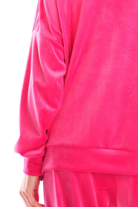 Bluza damska oversize welurowa dresowa ze ściągaczem różowa A410 Bluza damska oversize welurowa dresowa ze ściągaczem różowa A410