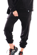Spodnie damskie dresowe welurowe z gumką w talii czarne A411