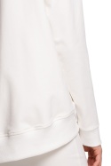 Luźna bluza damska z klamrami i lampasami z przodu ecru me492