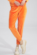 Spodnie damskie dresowe welurowe z szeroką gumą pomarańczowe M762