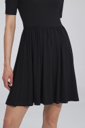 Letnia sukienka z wiskozy z krótkim rękawem i gumką czarna M751