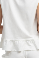 Koszulka damska top do spania bez rękawów bawełniana ecru LA052