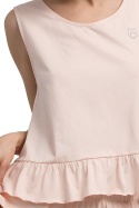 Koszulka damska top do spania bez rękawów bawełniana brzoskwiniowa LA052