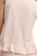 Koszulka damska top do spania bez rękawów bawełniana brzoskwiniowa LA052