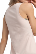 Koszulka damska nocna do spania bez rękawów bawełniana brzoskwiniowa LA050
