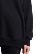 Bluza damska oversize dresowa z dzianiny ze ściągaczem czarna LA057