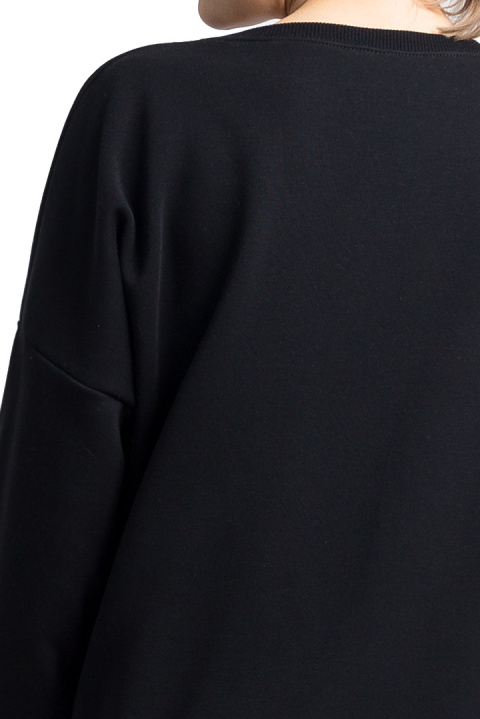 Bluza damska oversize dresowa z dzianiny ze ściągaczem czarna LA057 Bluza damska oversize dresowa z dzianiny ze ściągaczem czarna LA057