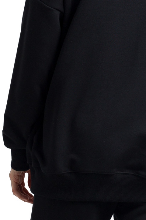 Bluza damska oversize dresowa z dzianiny ze ściągaczem czarna LA057 Bluza damska oversize dresowa z dzianiny ze ściągaczem czarna LA057