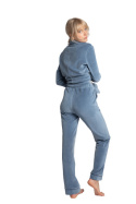 Spodnie damskie welurowe od piżamy z kieszeniami niebieskie LA008