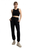 Spodnie damskie dresowe joggery z gumką i kieszeniami czarne LA053