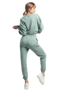 Spodnie damskie dresowe joggery z gumką i kieszeniami miętowe LA053