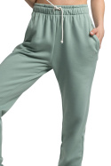 Spodnie damskie dresowe joggery z gumką i kieszeniami miętowe LA053