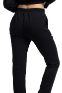 Spodnie damskie dresowe joggery ze ściągaczem dzianina czarne LA055