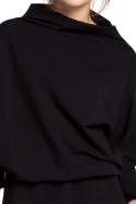 Sukienka midi z długim kimonowym rękawem i kominem czarna L/XL B032