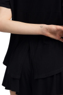 Bluzka damska do spania z wiskozy z krótkim rękawem czarna LA044