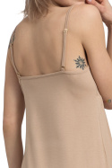 Koszulka nocna damska z wiskozy z koronką na ramiączkach cappuccino LA047