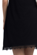 Koszulka nocna damska z wiskozy z koronką na ramiączkach czarna LA047