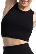 Koszulka damska krótki top bez rękawów bawełniana czarny LA067