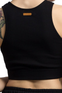 Koszulka damska krótki top bez rękawów bawełniana czarny LA067