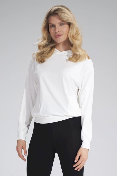 Bluza damska cienka z wiskozy z kapturem i kieszeniami biała M770 Bluza damska cienka z wiskozy z kapturem i kieszeniami biała M770