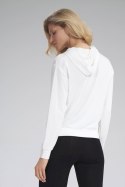 Bluza damska cienka z wiskozy z kapturem i kieszeniami biała M770