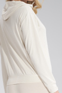 Bluza damska cienka z wiskozy z kapturem i kieszeniami ecru M770