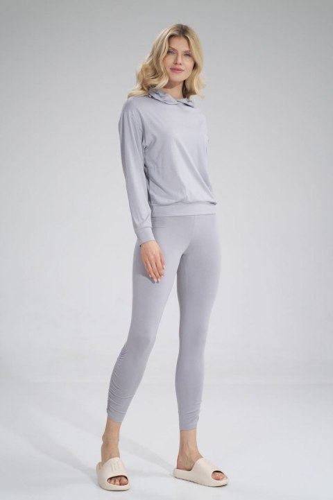 Bluza damska cienka z wiskozy z kapturem i kieszeniami jasny szary M770 Bluza damska cienka z wiskozy z kapturem i kieszeniami jasny szary M770