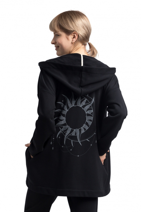 Bluza damska dresowa bez zapięcia z dzianiny z kapturem czarna LA058 Bluza damska dresowa bez zapięcia z dzianiny z kapturem czarna LA058
