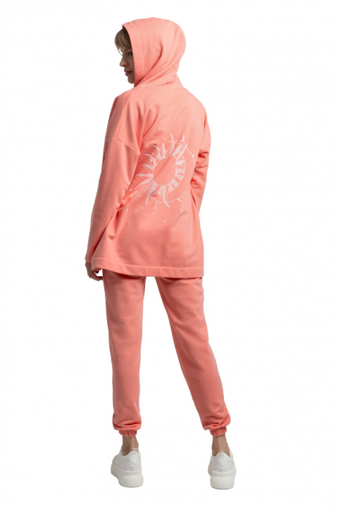 Bluza damska dresowa bez zapięcia z dzianiny z kapturem koralowa LA058 Bluza damska dresowa bez zapięcia z dzianiny z kapturem koralowa LA058