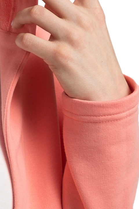 Bluza damska dresowa bez zapięcia z dzianiny z kapturem koralowa LA058 Bluza damska dresowa bez zapięcia z dzianiny z kapturem koralowa LA058