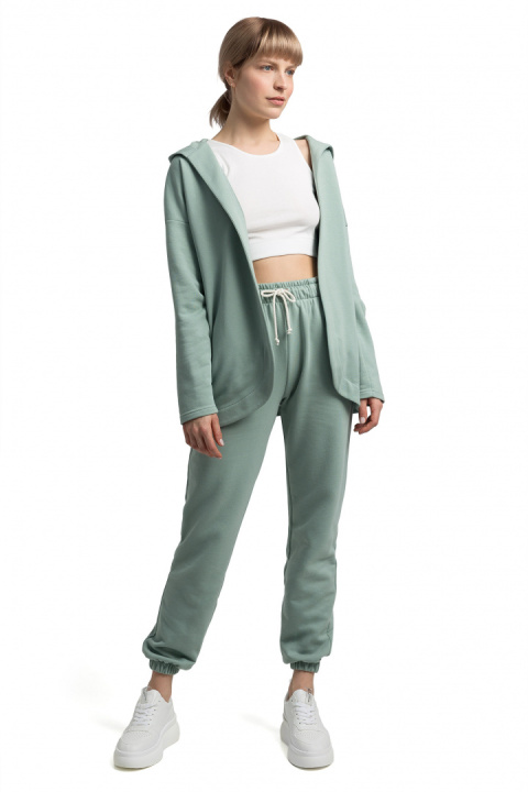 Bluza damska dresowa bez zapięcia z dzianiny z kapturem miętowa LA058 Bluza damska dresowa bez zapięcia z dzianiny z kapturem miętowa LA058