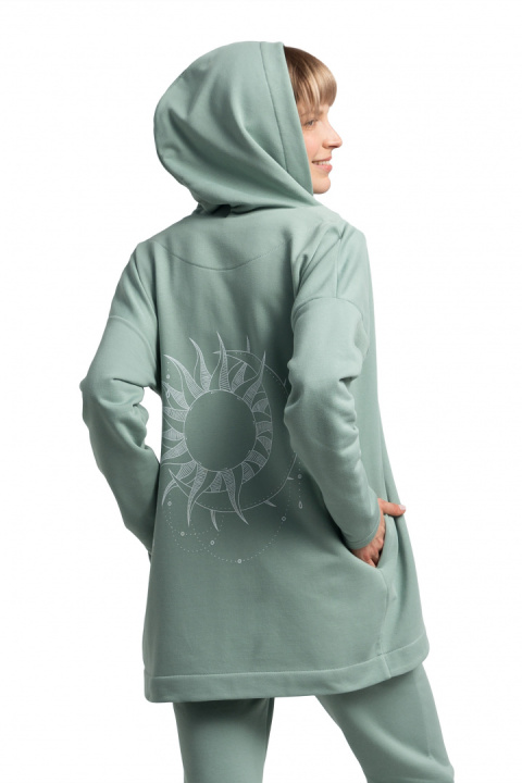 Bluza damska dresowa bez zapięcia z dzianiny z kapturem miętowa LA058 Bluza damska dresowa bez zapięcia z dzianiny z kapturem miętowa LA058