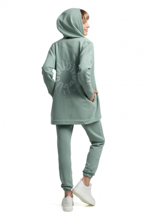 Bluza damska dresowa bez zapięcia z dzianiny z kapturem miętowa LA058 Bluza damska dresowa bez zapięcia z dzianiny z kapturem miętowa LA058