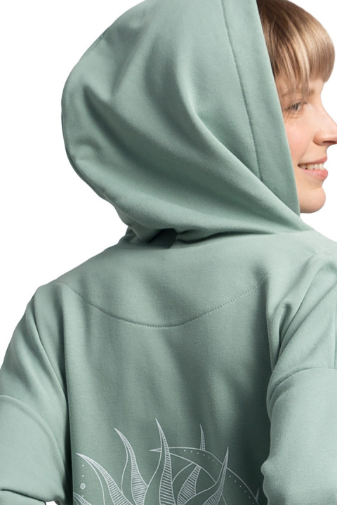 Bluza damska dresowa bez zapięcia z dzianiny z kapturem miętowa LA058 Bluza damska dresowa bez zapięcia z dzianiny z kapturem miętowa LA058