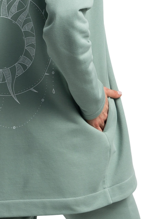 Bluza damska dresowa bez zapięcia z dzianiny z kapturem miętowa LA058 Bluza damska dresowa bez zapięcia z dzianiny z kapturem miętowa LA058