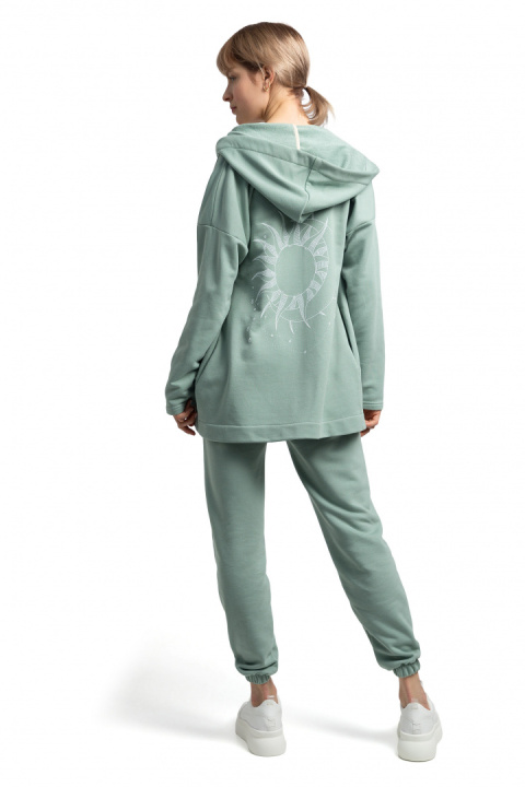 Bluza damska dresowa bez zapięcia z dzianiny z kapturem miętowa LA058 Bluza damska dresowa bez zapięcia z dzianiny z kapturem miętowa LA058