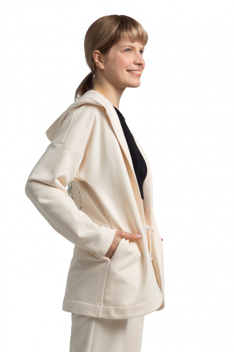 Bluza damska dresowa bez zapięcia z dzianiny z kapturem waniliowa LA058 Bluza damska dresowa bez zapięcia z dzianiny z kapturem waniliowa LA058