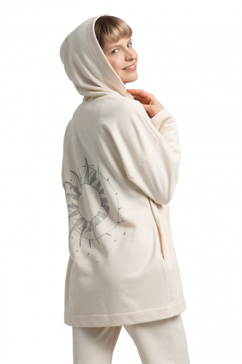 Bluza damska dresowa bez zapięcia z dzianiny z kapturem waniliowa LA058 Bluza damska dresowa bez zapięcia z dzianiny z kapturem waniliowa LA058