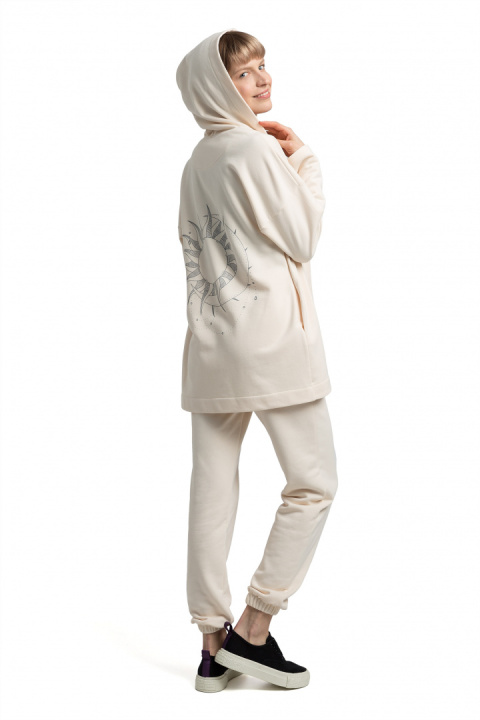 Bluza damska dresowa bez zapięcia z dzianiny z kapturem waniliowa LA058 Bluza damska dresowa bez zapięcia z dzianiny z kapturem waniliowa LA058