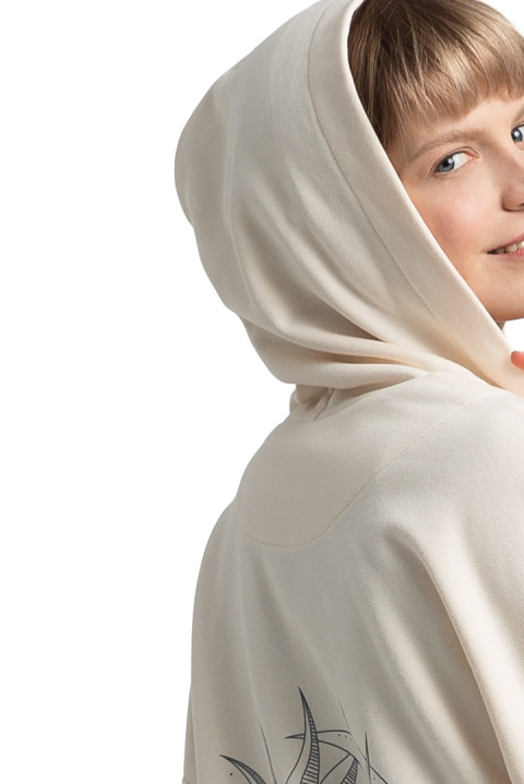 Bluza damska dresowa bez zapięcia z dzianiny z kapturem waniliowa LA058 Bluza damska dresowa bez zapięcia z dzianiny z kapturem waniliowa LA058