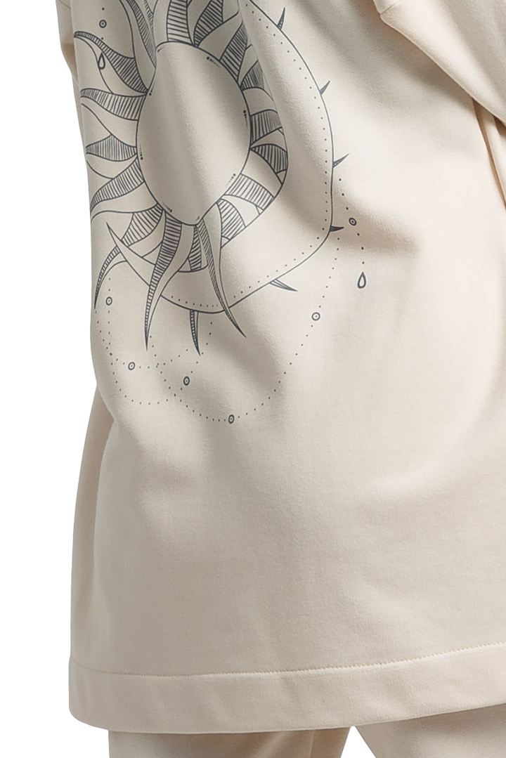 Bluza damska dresowa bez zapięcia z dzianiny z kapturem waniliowa LA058 Bluza damska dresowa bez zapięcia z dzianiny z kapturem waniliowa LA058