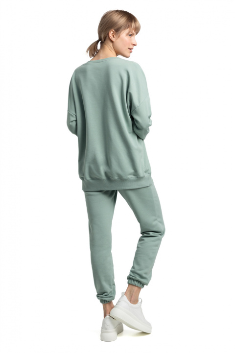 Bluza damska oversize dresowa z dzianiny ze ściągaczem miętowa LA057 Bluza damska oversize dresowa z dzianiny ze ściągaczem miętowa LA057