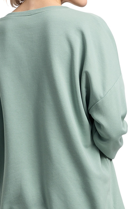 Bluza damska oversize dresowa z dzianiny ze ściągaczem miętowa LA057 Bluza damska oversize dresowa z dzianiny ze ściągaczem miętowa LA057