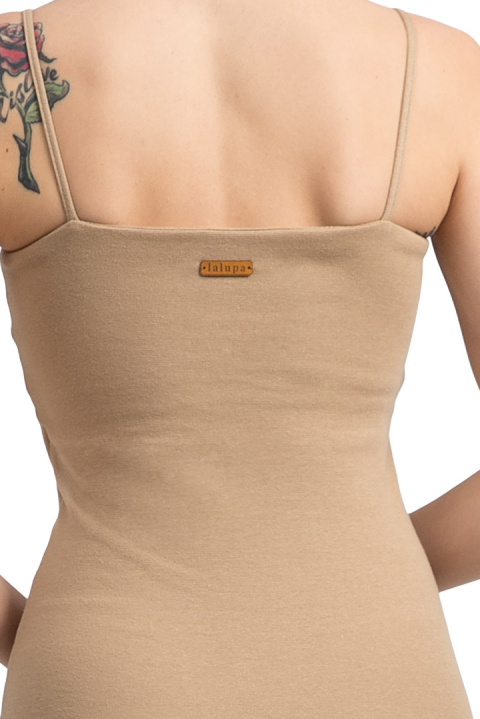 Body damskie na cienkich ramiączkach dzianinowe cappuccino LA063 Body damskie na cienkich ramiączkach dzianinowe cappuccino LA063
