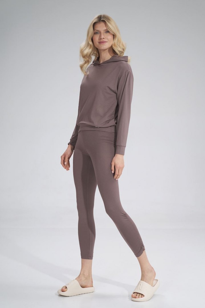 Legginsy damskie z wiskozy z gumą w pasie brązowe M773 Legginsy damskie z wiskozy z gumą w pasie brązowe M773