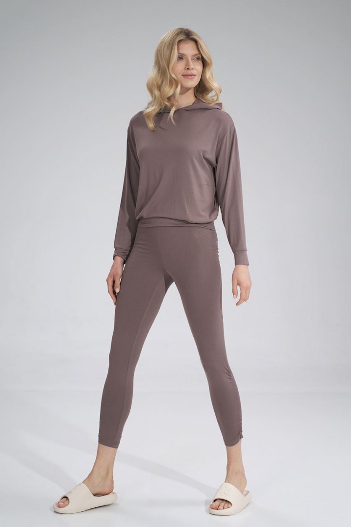 Legginsy damskie z wiskozy z gumą w pasie brązowe M773 Legginsy damskie z wiskozy z gumą w pasie brązowe M773