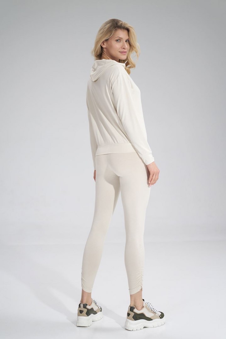 Legginsy damskie z wiskozy z gumą w pasie ecru M773 Legginsy damskie z wiskozy z gumą w pasie ecru M773