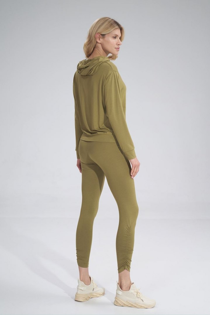 Legginsy damskie z wiskozy z gumą w pasie oliwkowe jasne M773 Legginsy damskie z wiskozy z gumą w pasie oliwkowe jasne M773