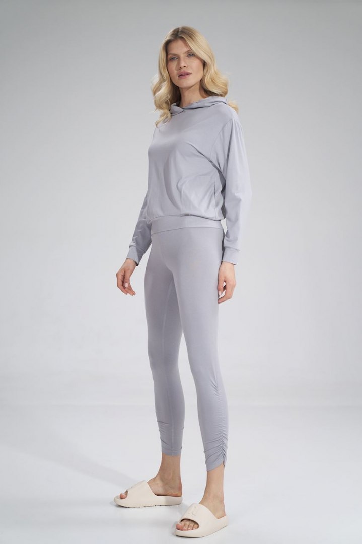 Legginsy damskie z wiskozy z gumą w pasie jasny/szary M773 Legginsy damskie z wiskozy z gumą w pasie jasny/szary M773