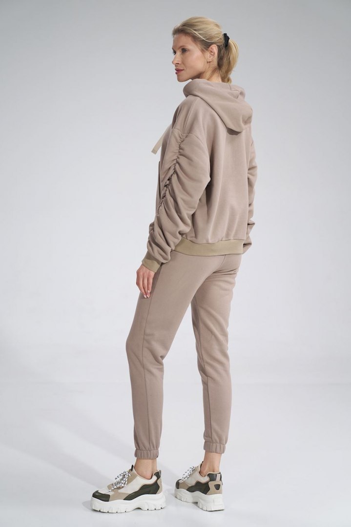 Spodnie damskie dresowe sportowe z gumą w pasie bawełna beżowe M779